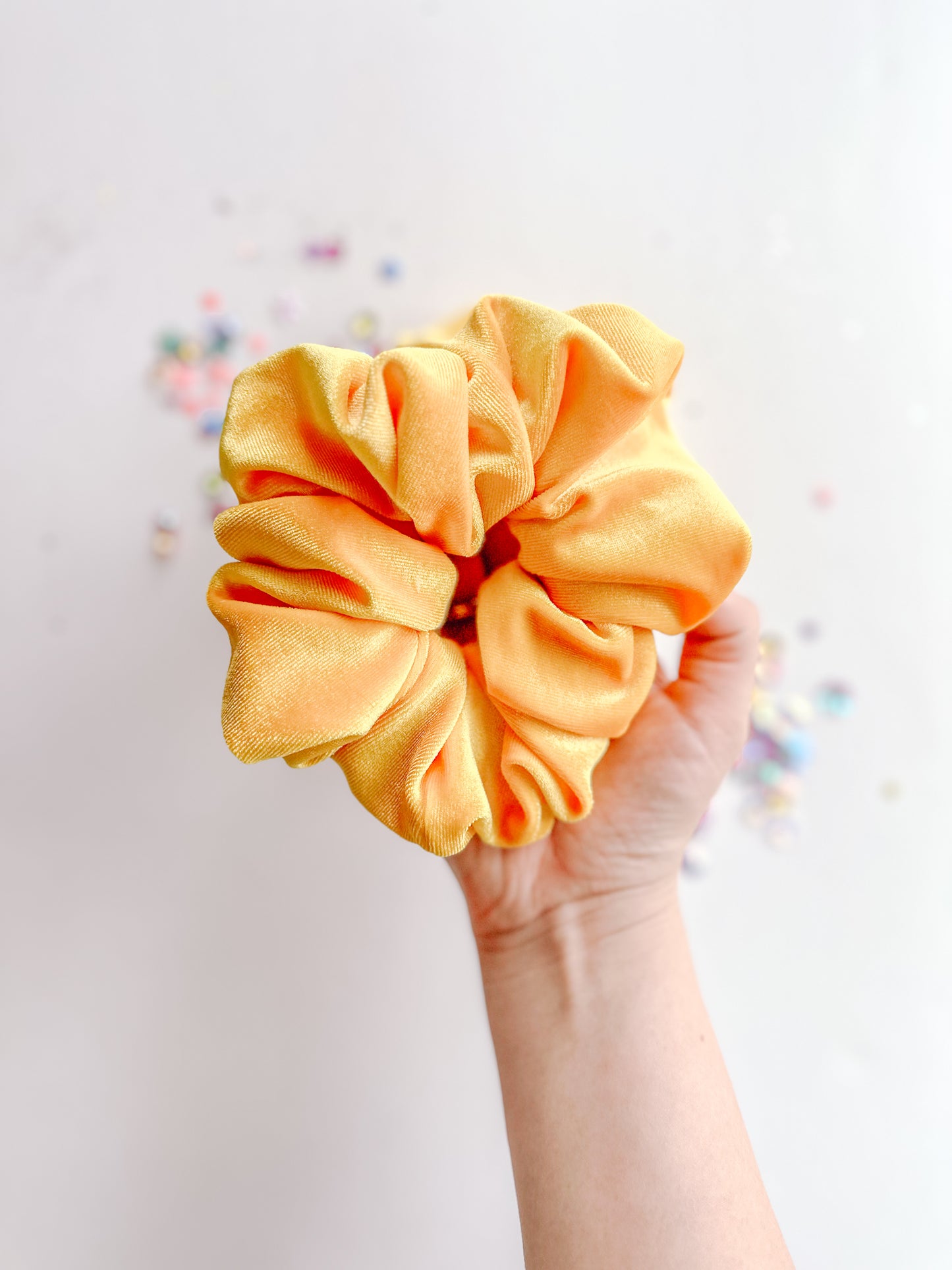 Yellow Velvet Oversized Scrunchy