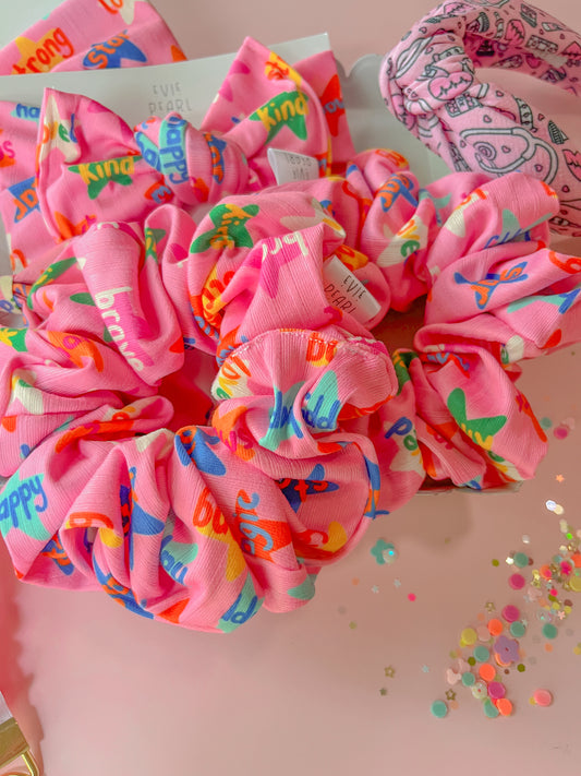 Pink Positive Affirmation Oversized Scrunchy