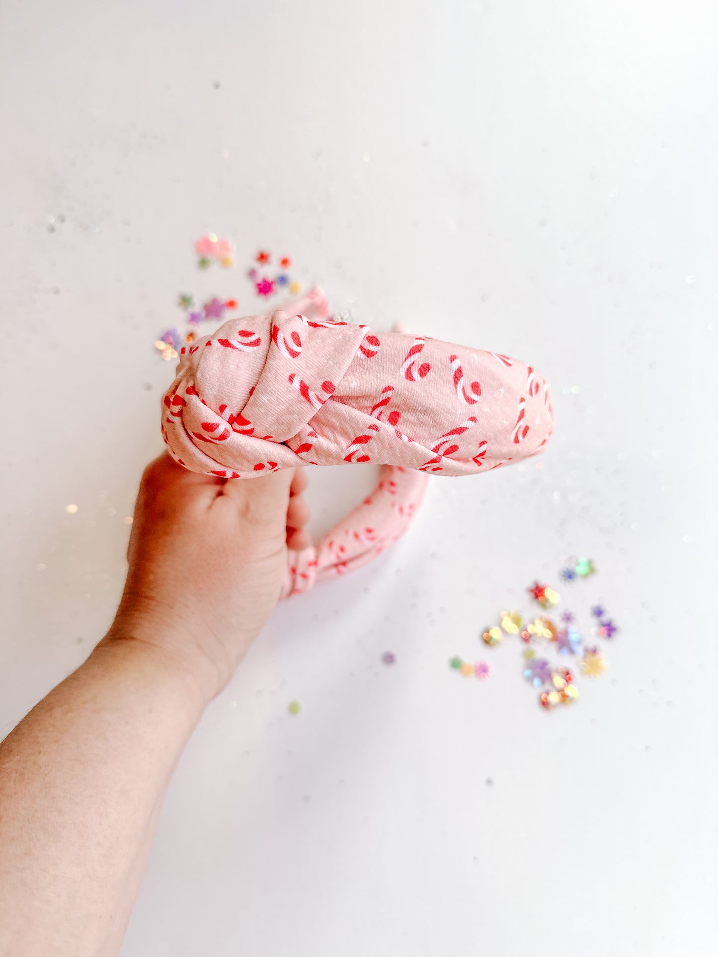 Pink Candy Cane Knotted Headband