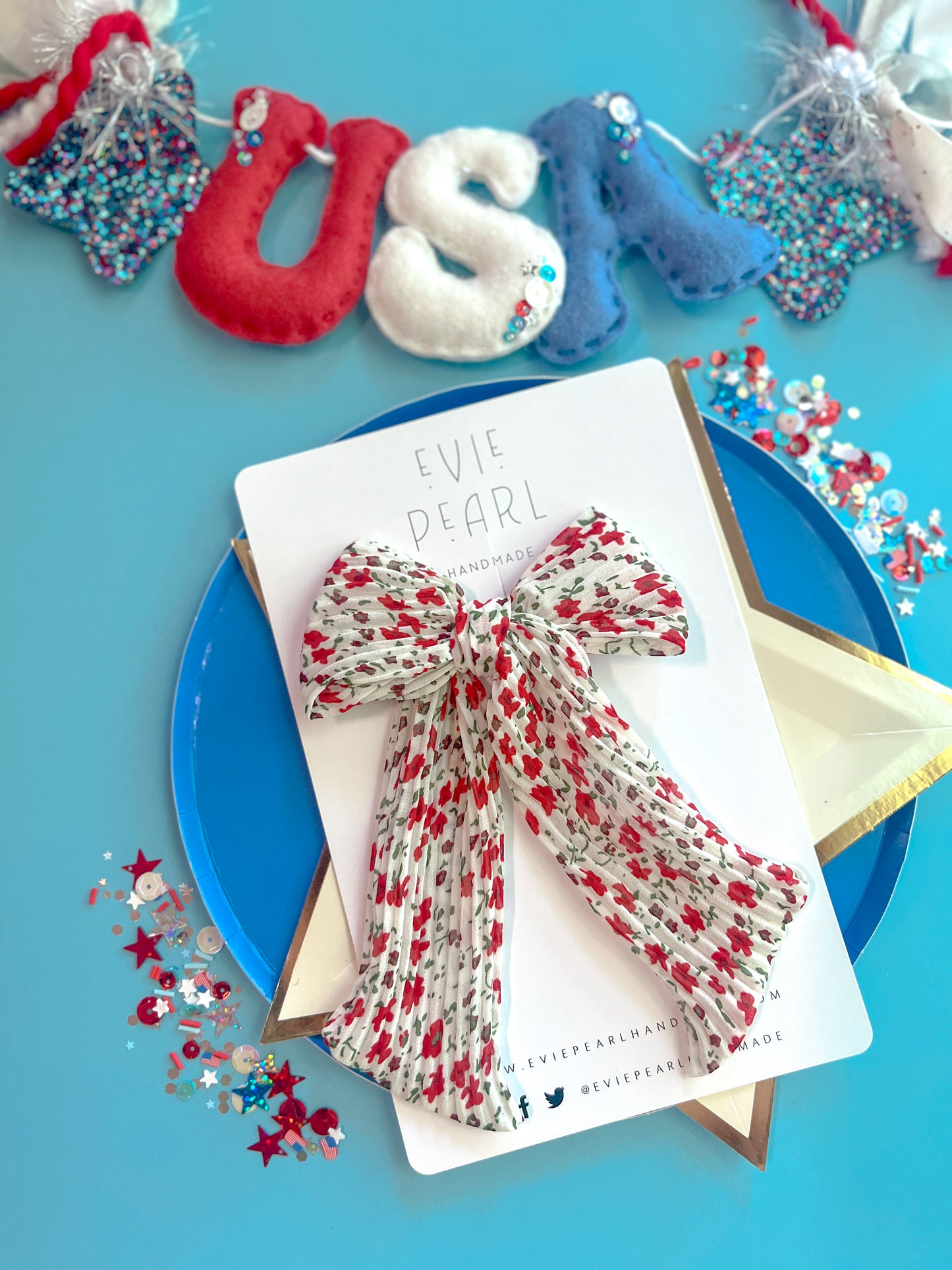 Red Poppy Crinkle Long Tailed Bow