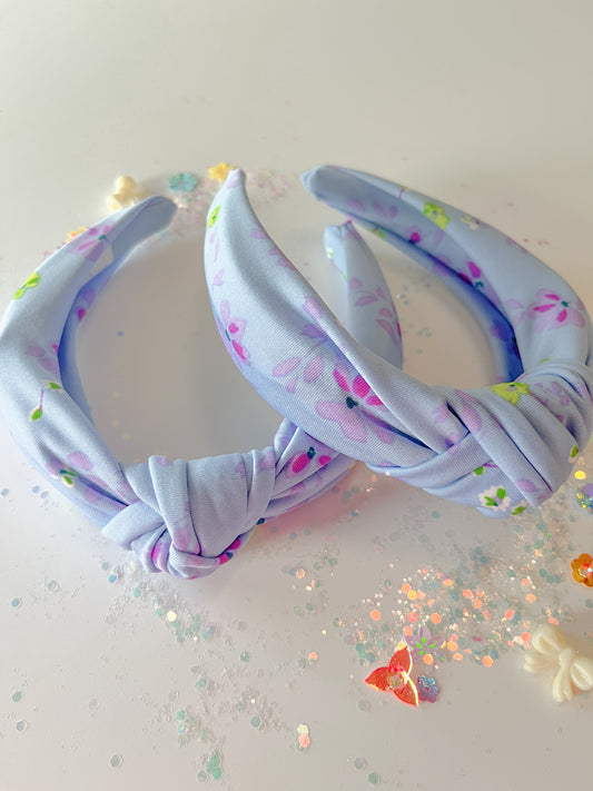 Lilac Neon Floral Knotted Headband for Girls & Women