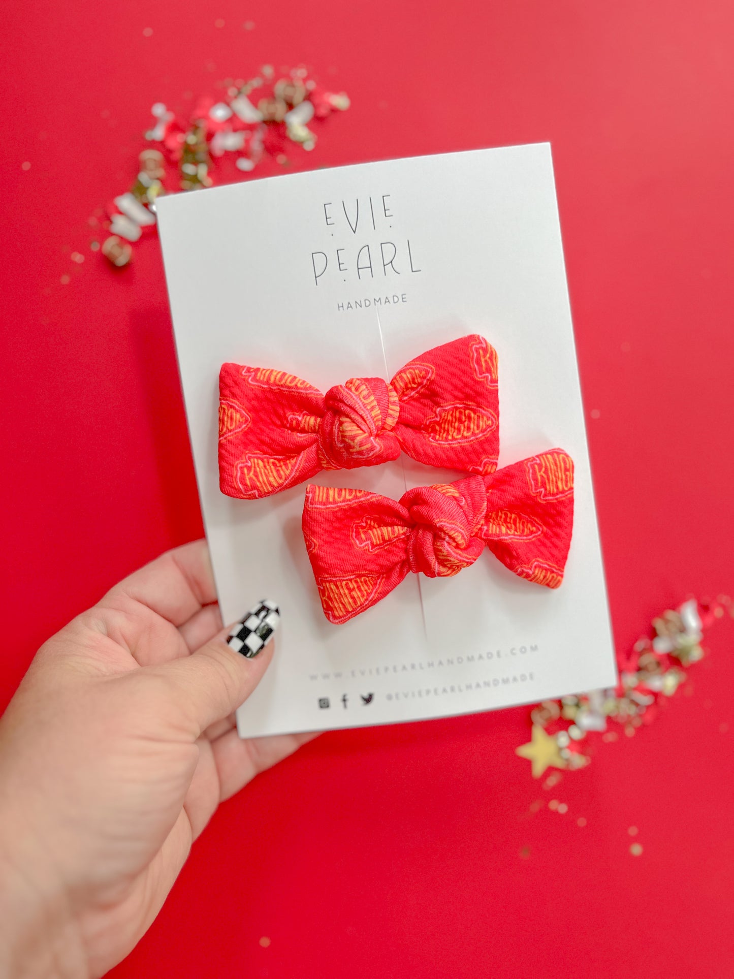 Kansas City Red Kingdom Knot Bow Pigtail Set