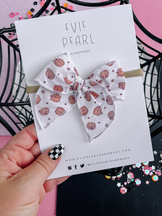 Pumpkin Bow Small Nylon Baby Headband