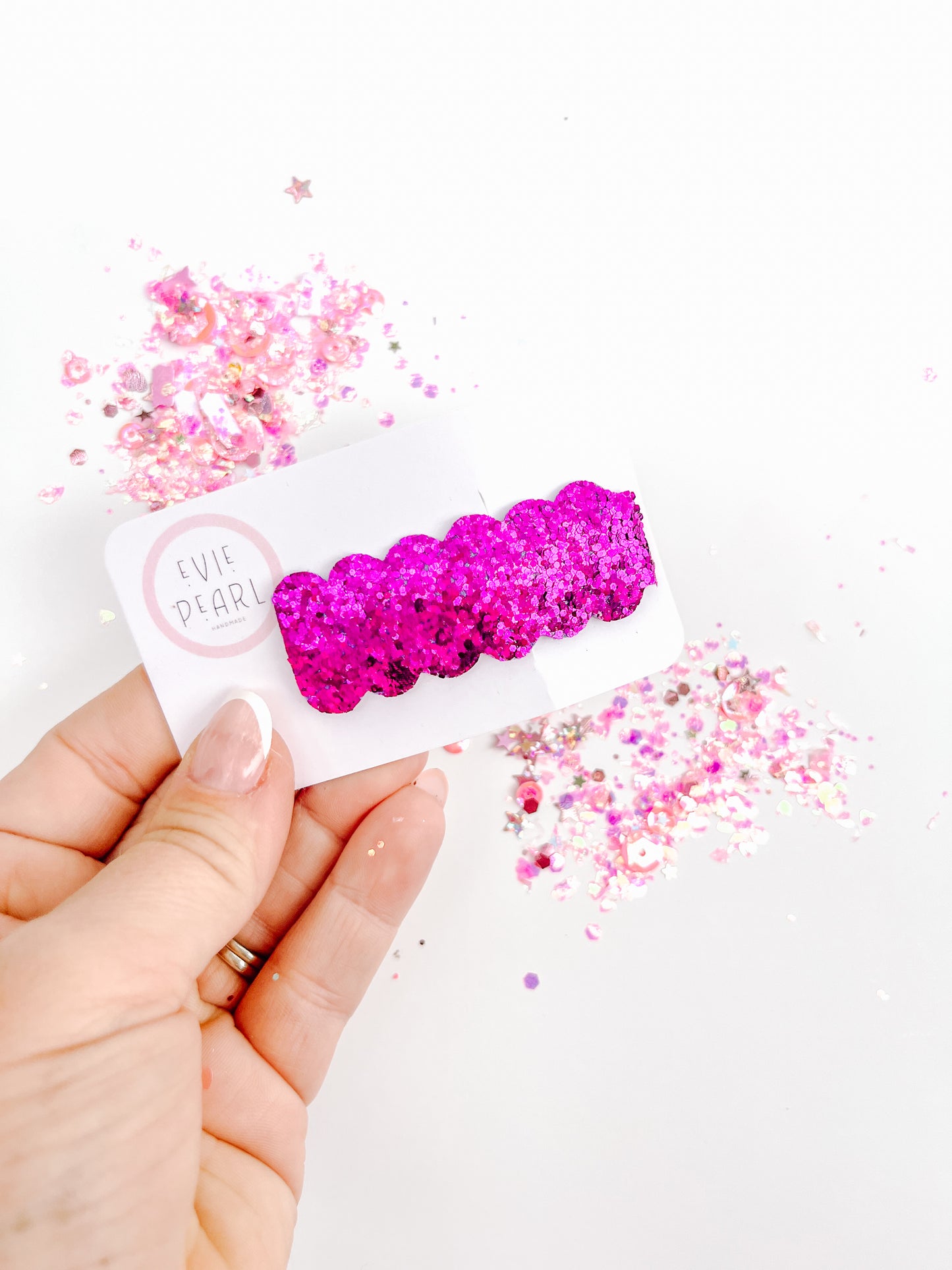 Magenta Purple Glitter Single Snap Clip
