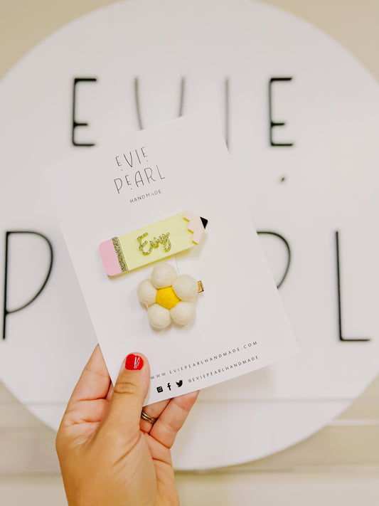 PREORDER: Personalized Pencil Hair Clip