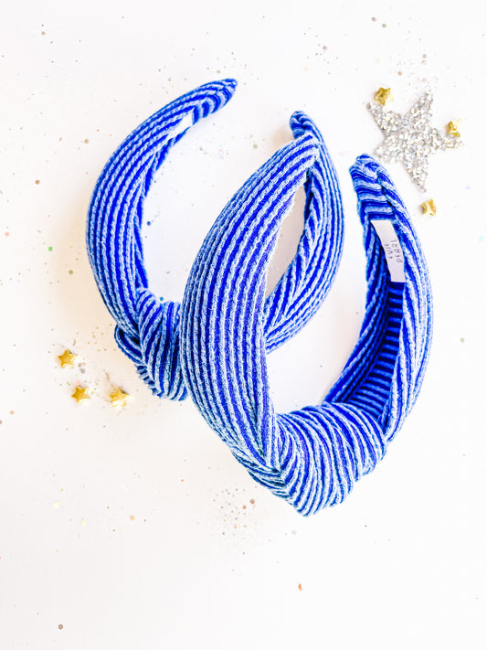 Royal Blue Ribbed Knotted Headband