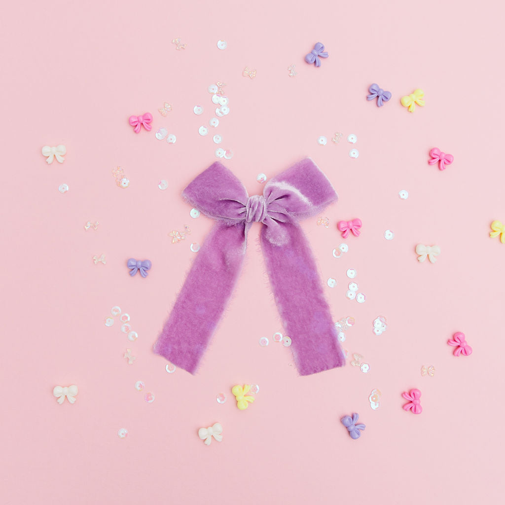 Lavender Silk Raw Edge Long Tailed Bow