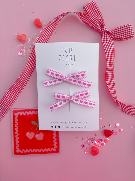 Pink Hearts Mini Pigtail Set