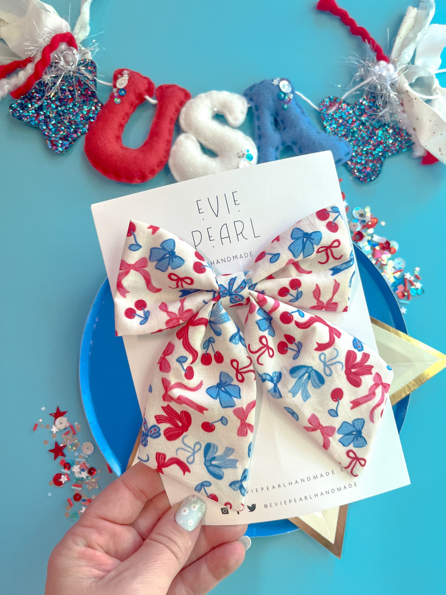 4th of July Bows on Bows Medium Sailor Bow
