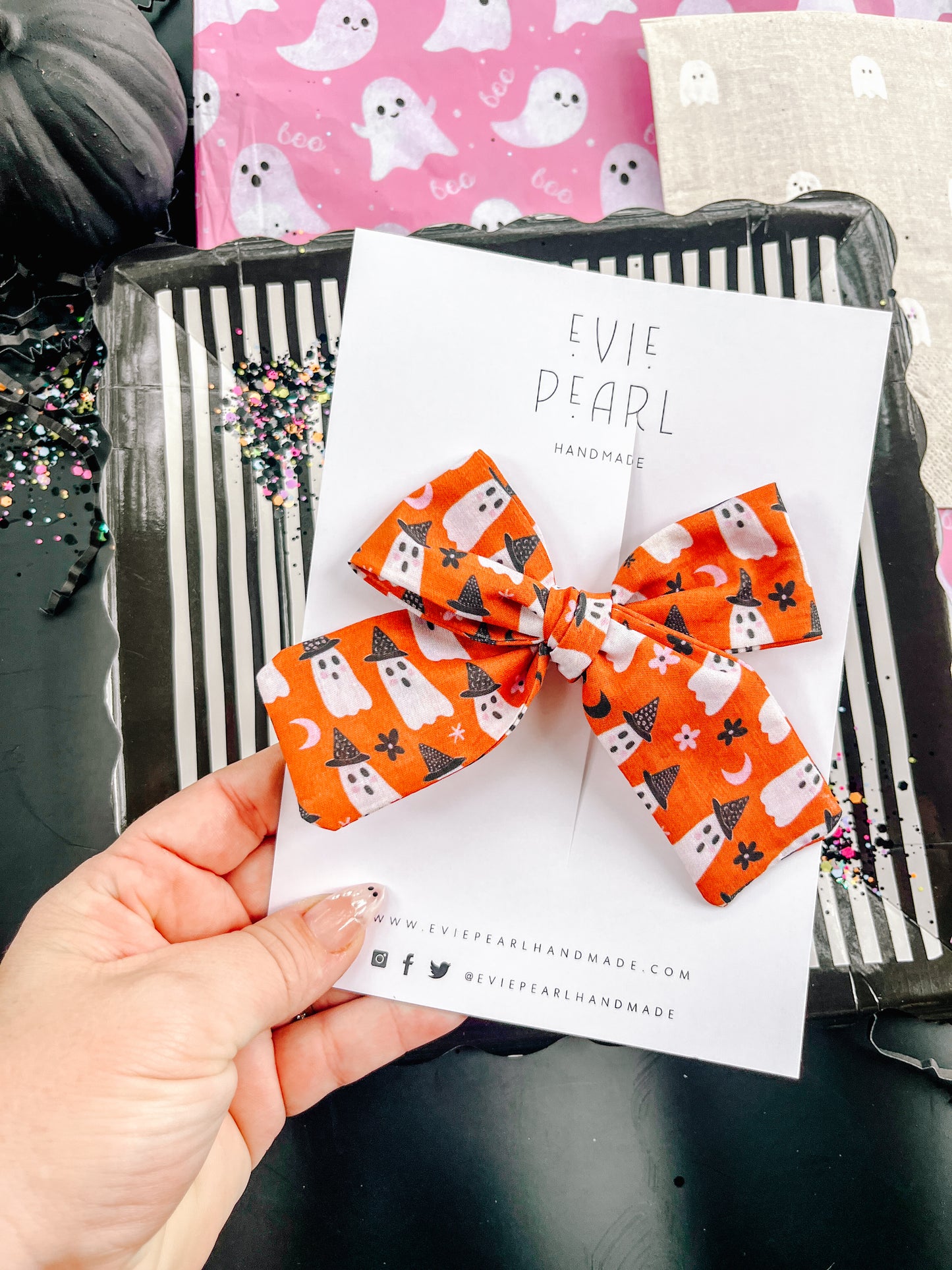 Orange Pumpkin Medium Hair Bow