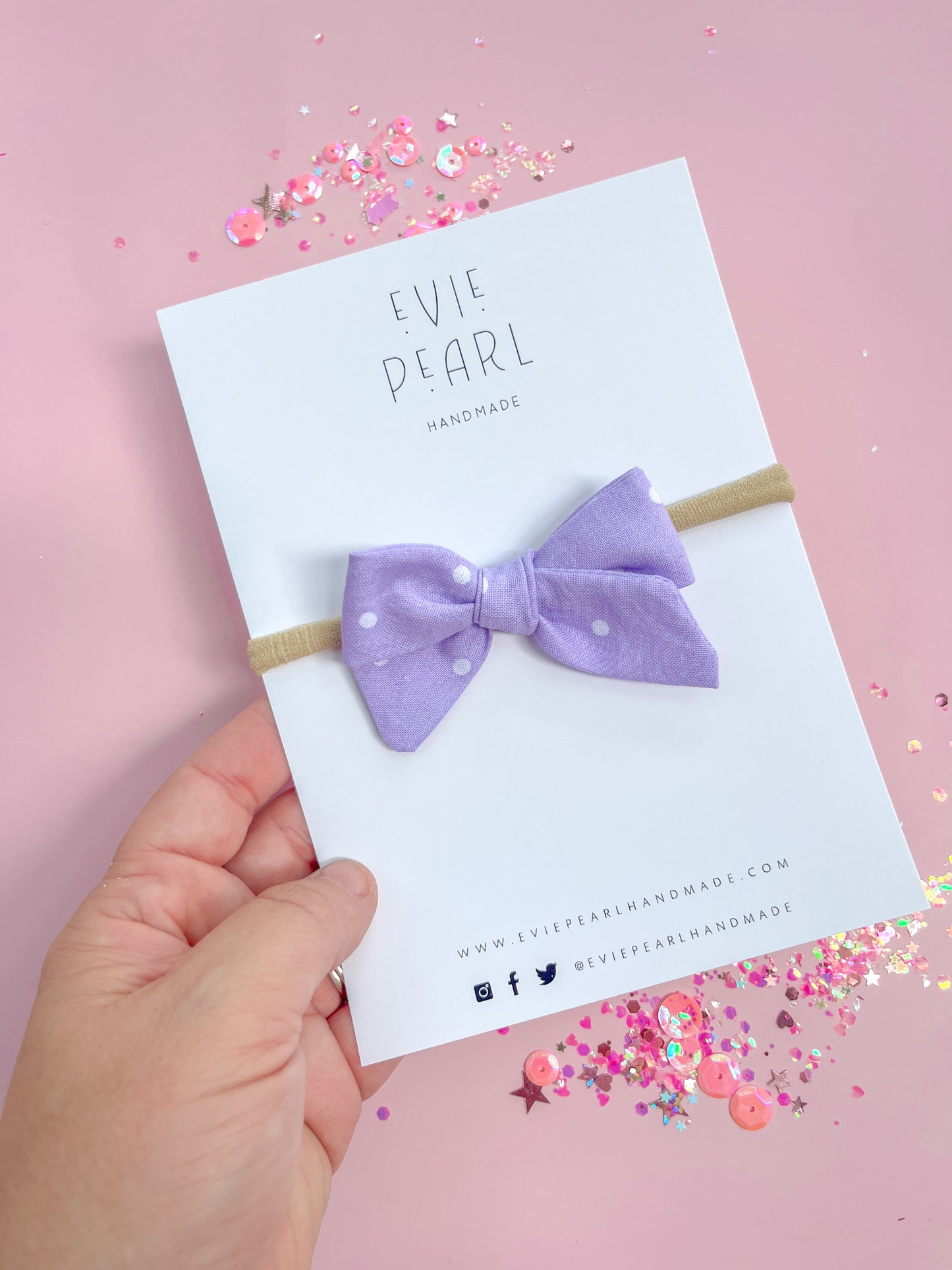 Small Purple Dot Bow On Nylon Headband