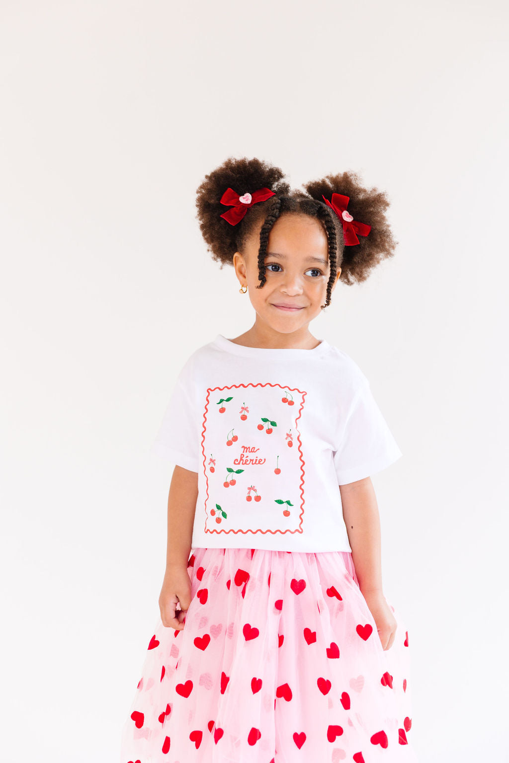 Red Velvet Pigtail Set with Hug Me Pink Charms