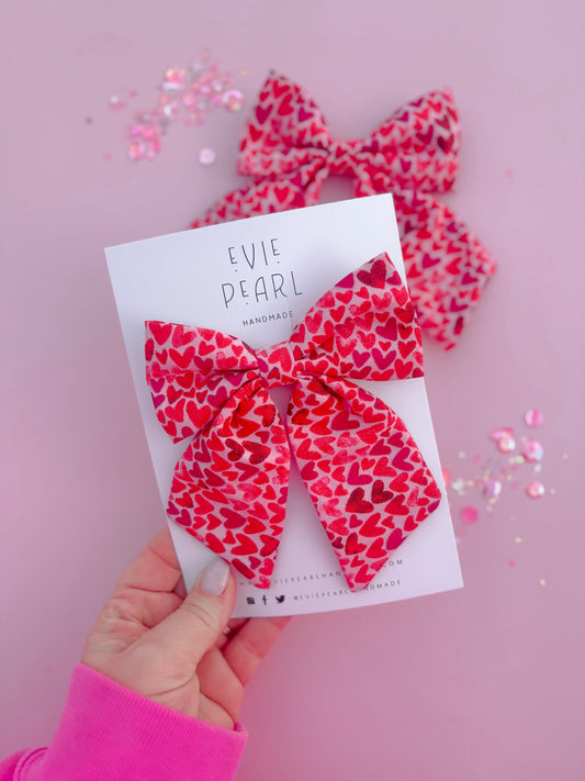 Pink Hearts Medium Sailor Bow