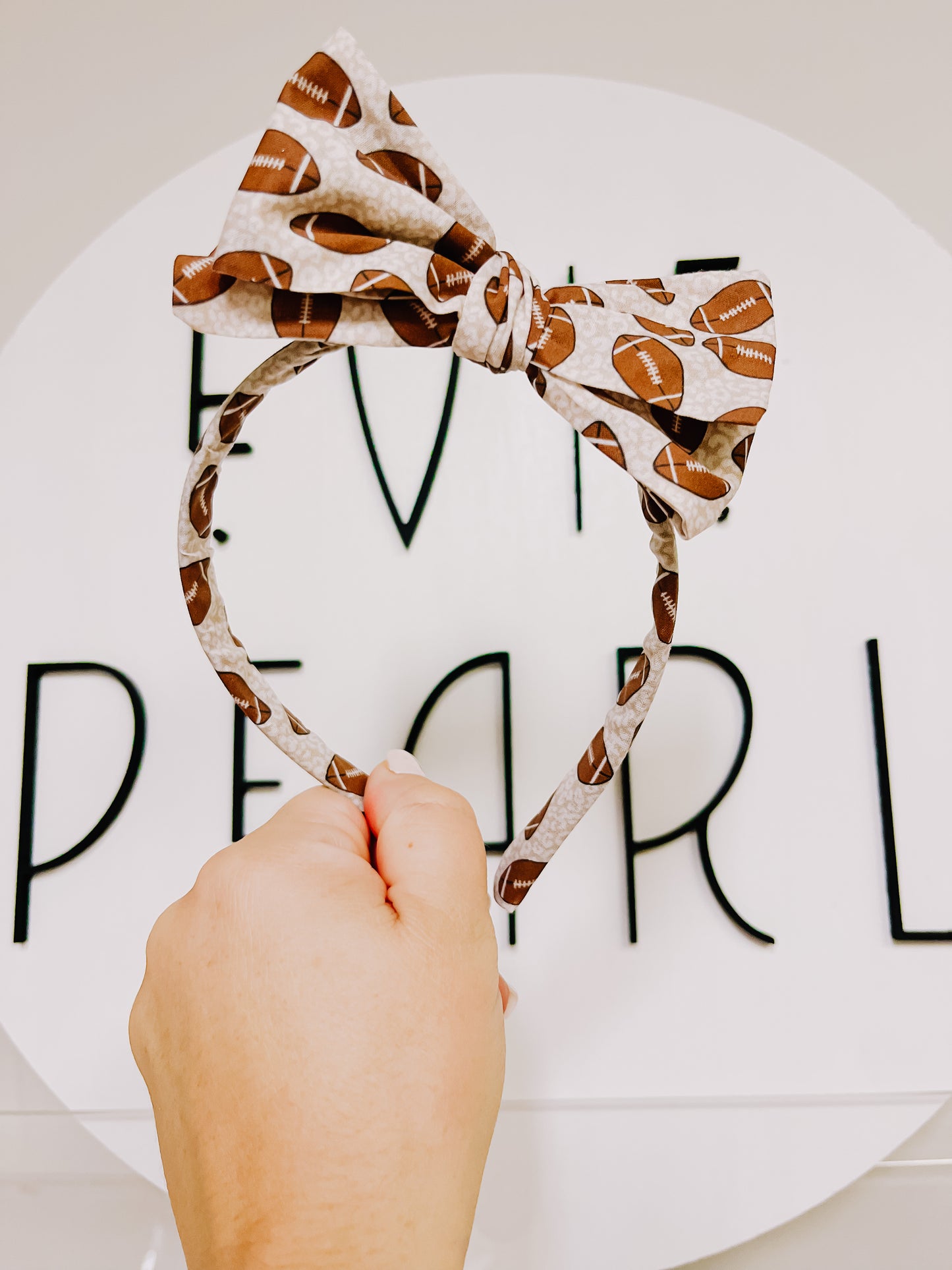 Football Bow Headband for Girls