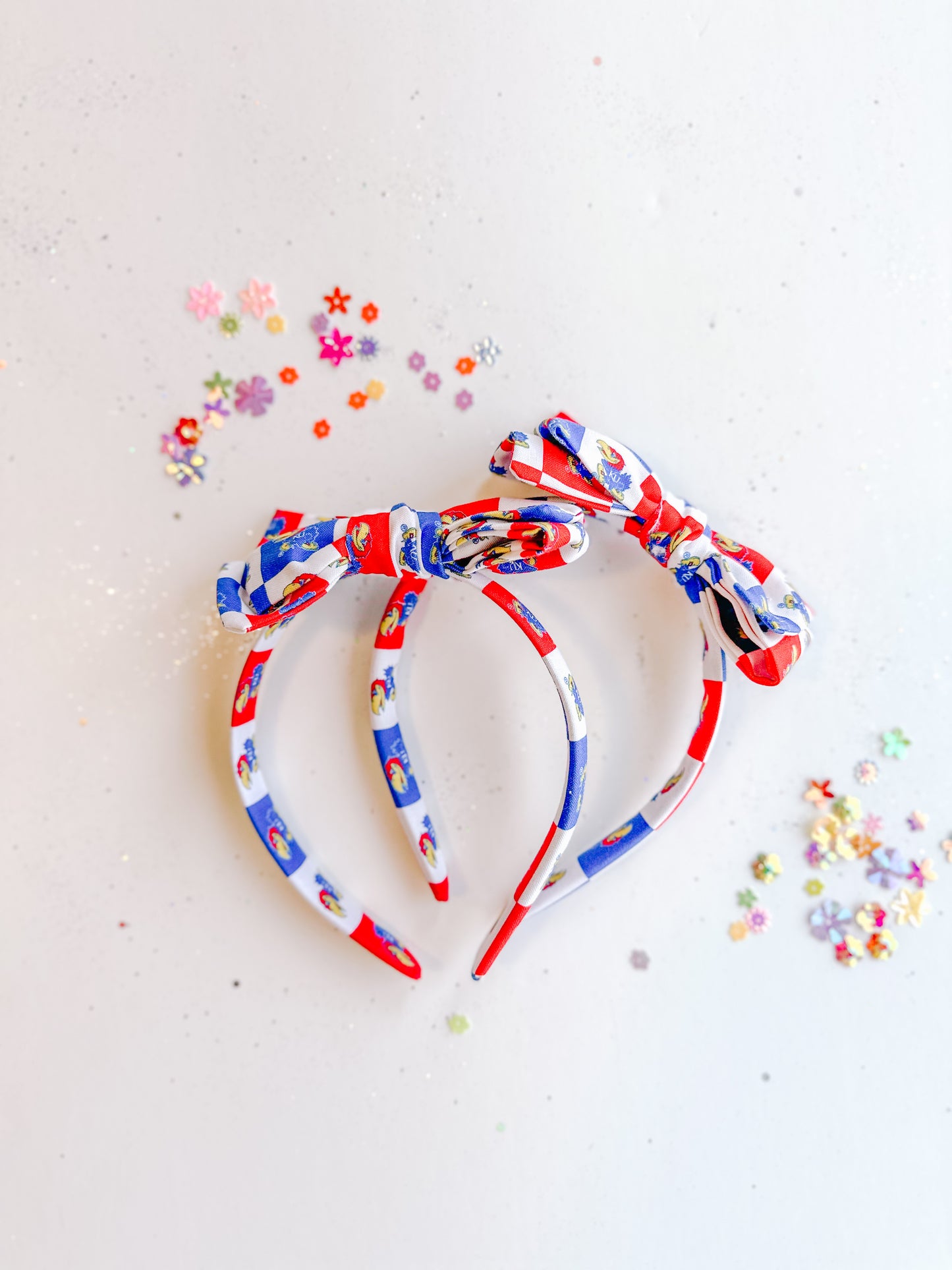 KU Checkered Bow Headband