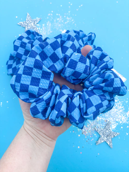 Blue Checkered Kansas City Oversized Scrunchy