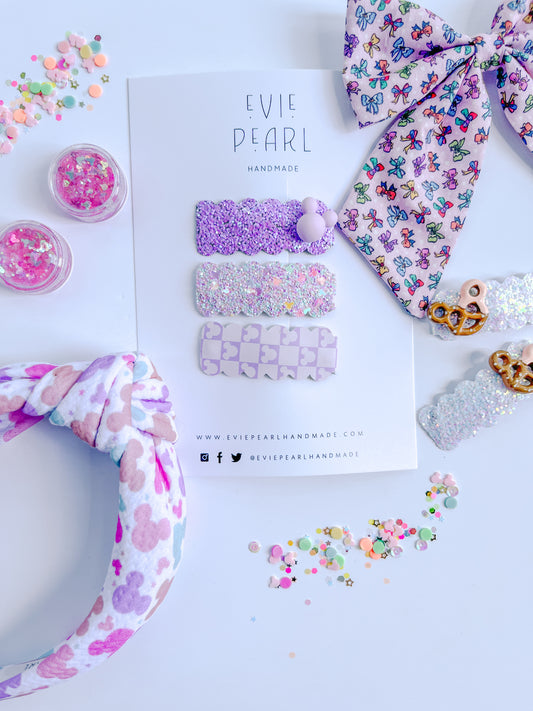 Purple Glitter Mouse Clips