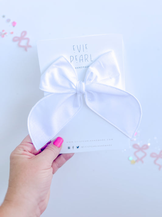 White Solid Oversized Bow