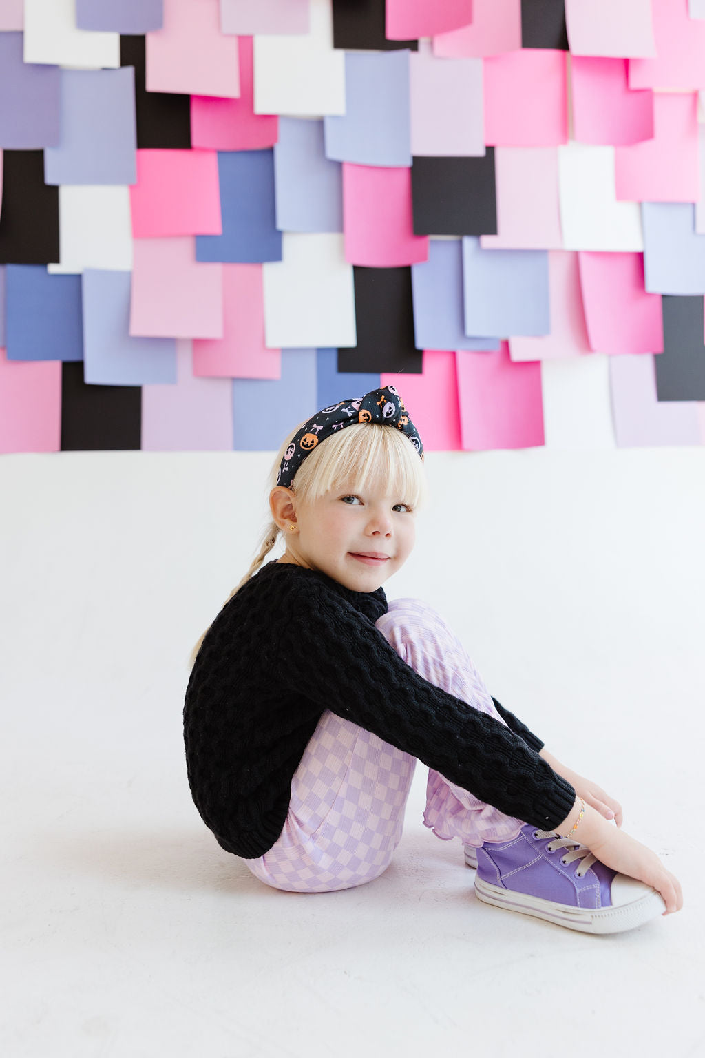Black|Orange|Purple|Lilac Stripes Knotted Headband for Girls & Women