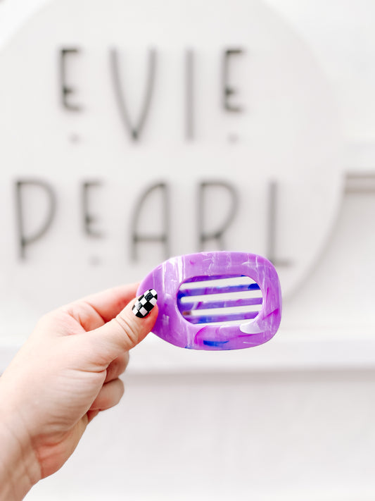Purple Marbled Flat Medium Claw Clip