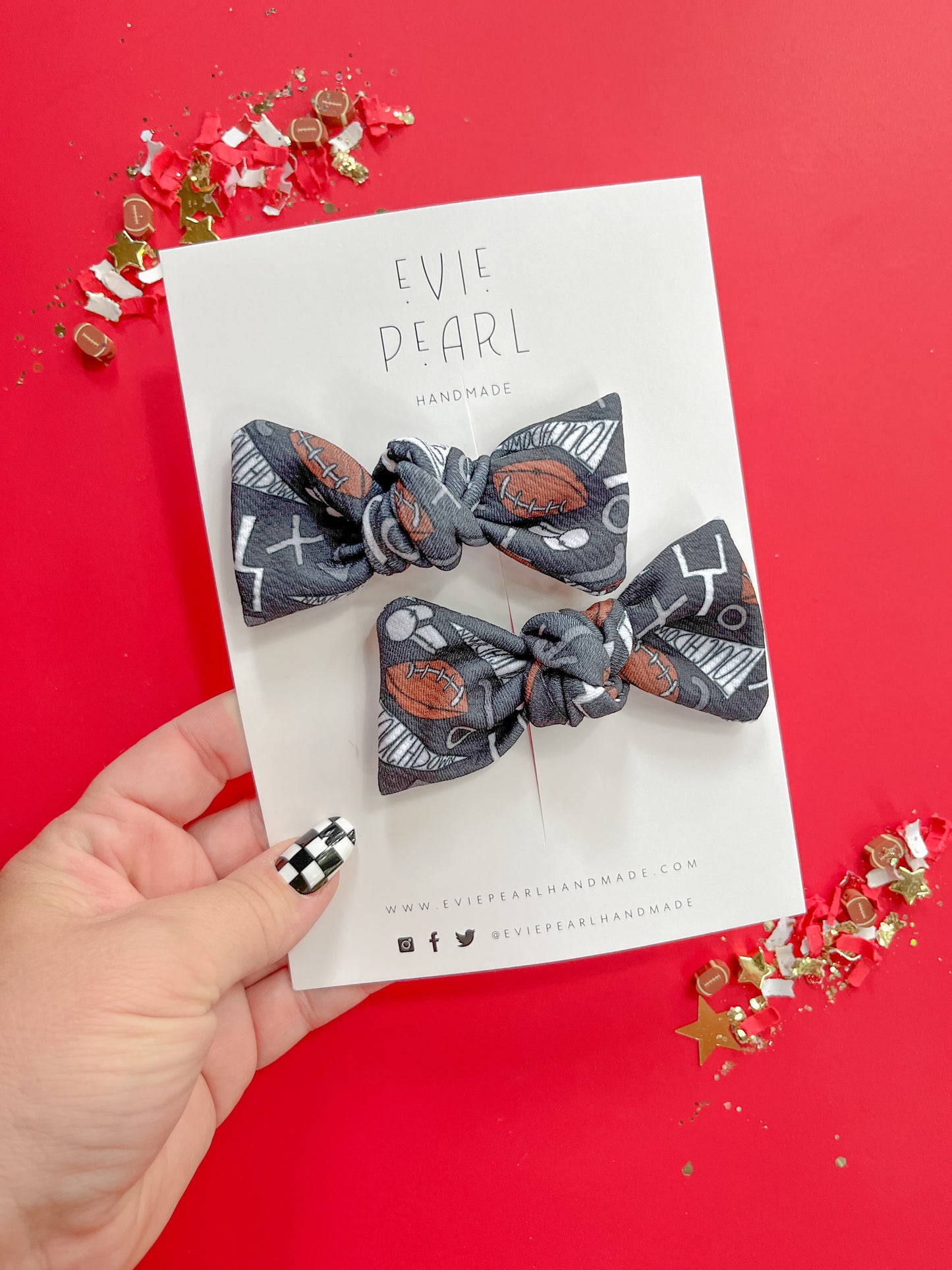 Black Football Knot Bow Pigtail Set