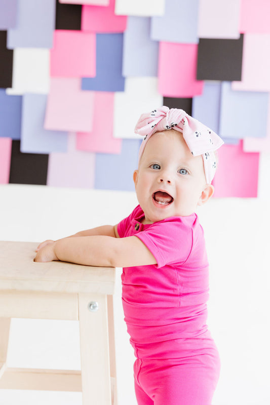 Pink|Skull Baby Bow Turban One Size Fits Most