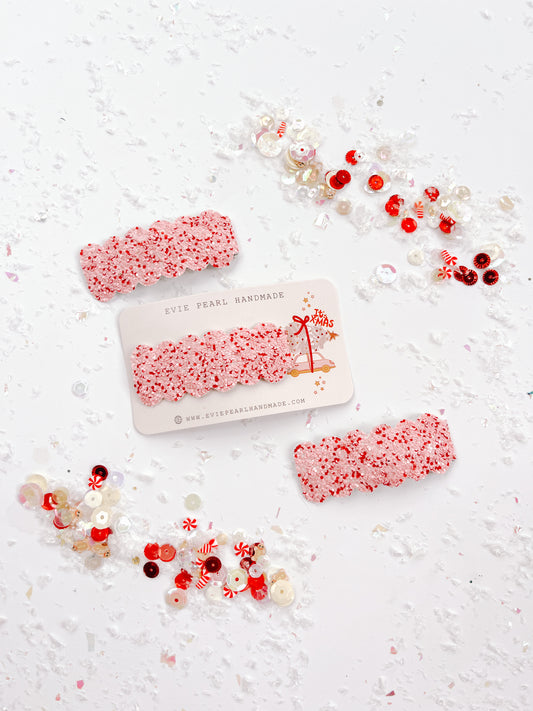 Pink Red Glitter Sparkle Snap Clip