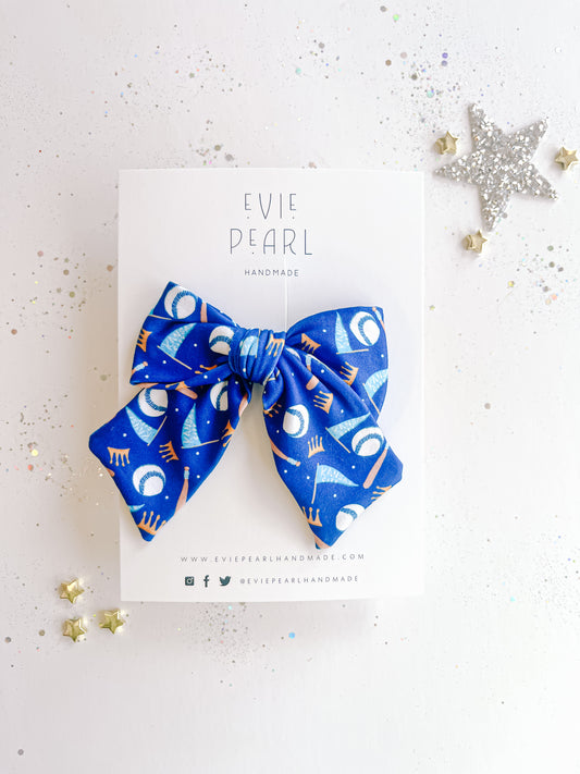 Large Blue Kansas City Baseball Pinwheel Bow