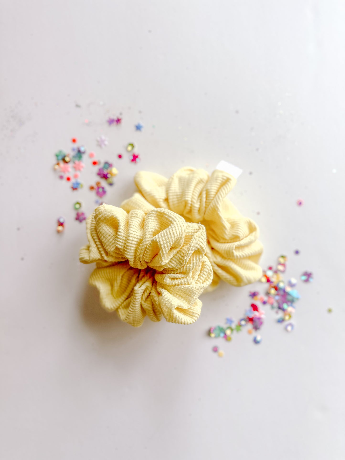 Pale Yellow Ribbed Oversized Scrunchy