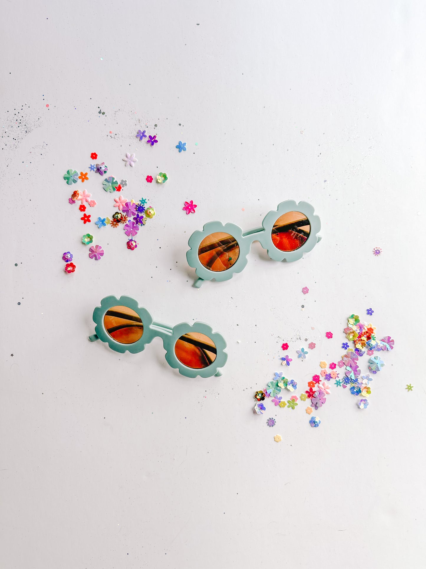 Blue Gray Flower Sunnies