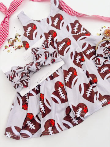 Football Hearts KC Baby Bow Turban
