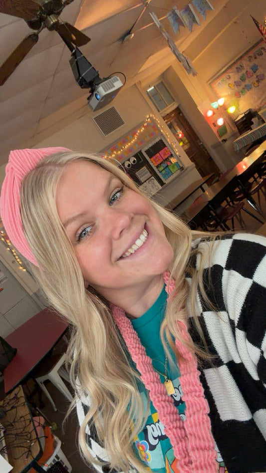 Coral Ribbed Teacher Gift Set- Lanyard| Knotted Headband| Scrunchie