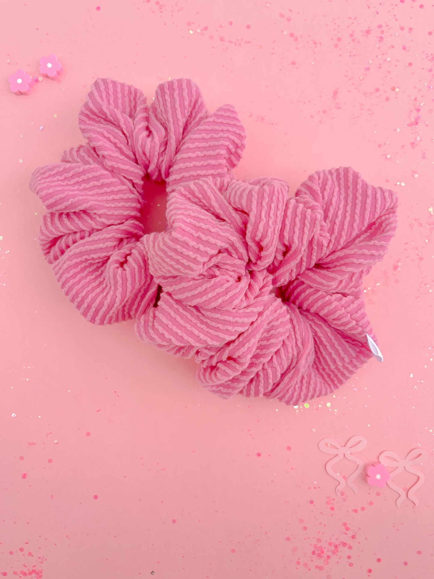 Taffy Pink Ribbed Oversized Scrunchy