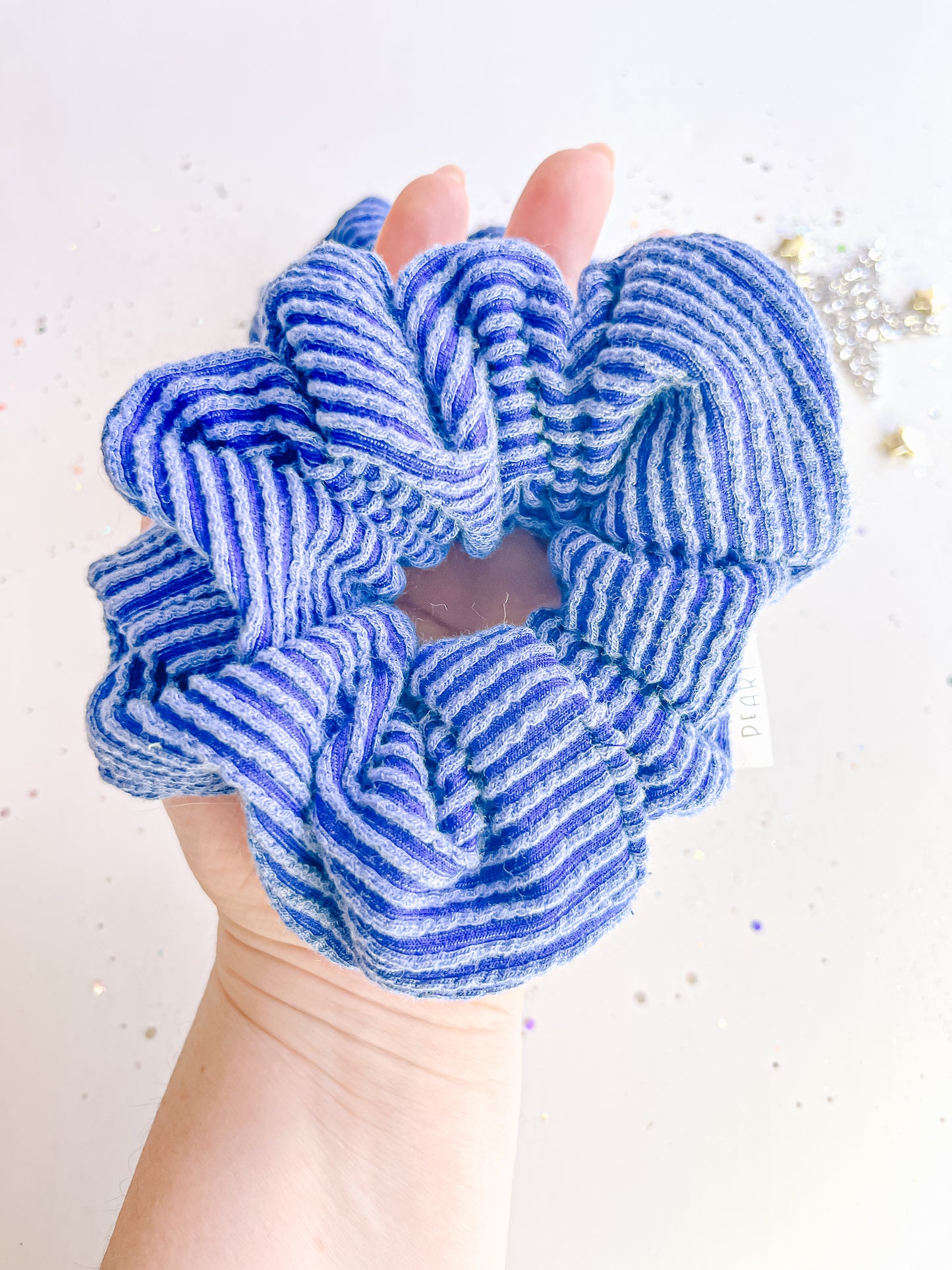 Royal Blue Ribbed Regular Scrunchy