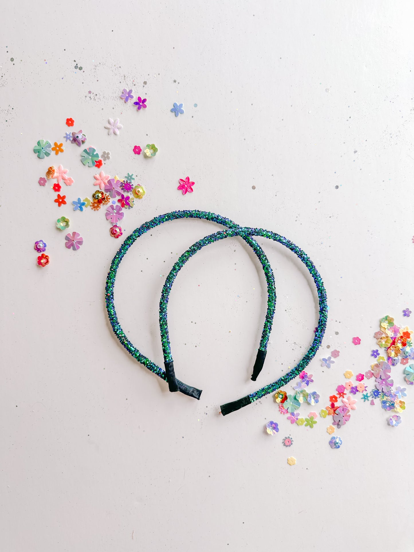 Deep Blue & Green Glitter Headband
