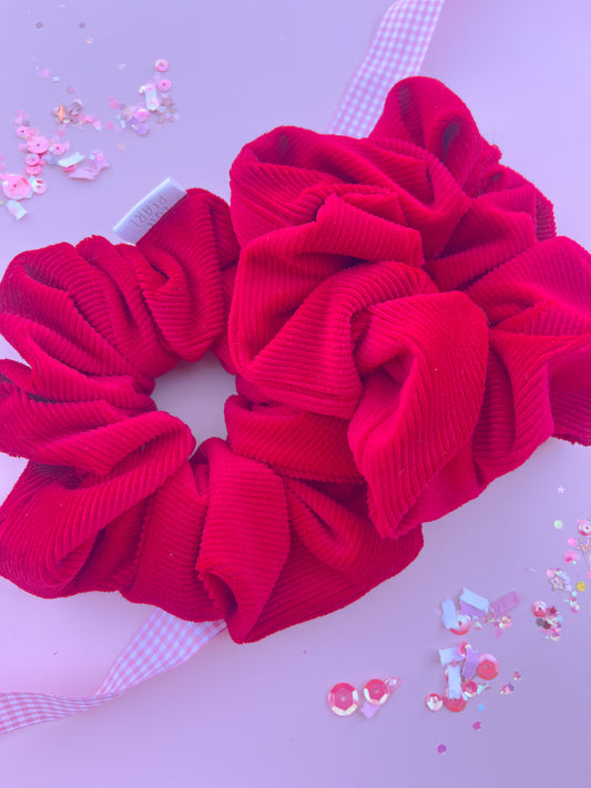 Red Ribbed Soft Oversized Scrunchy for girls and women