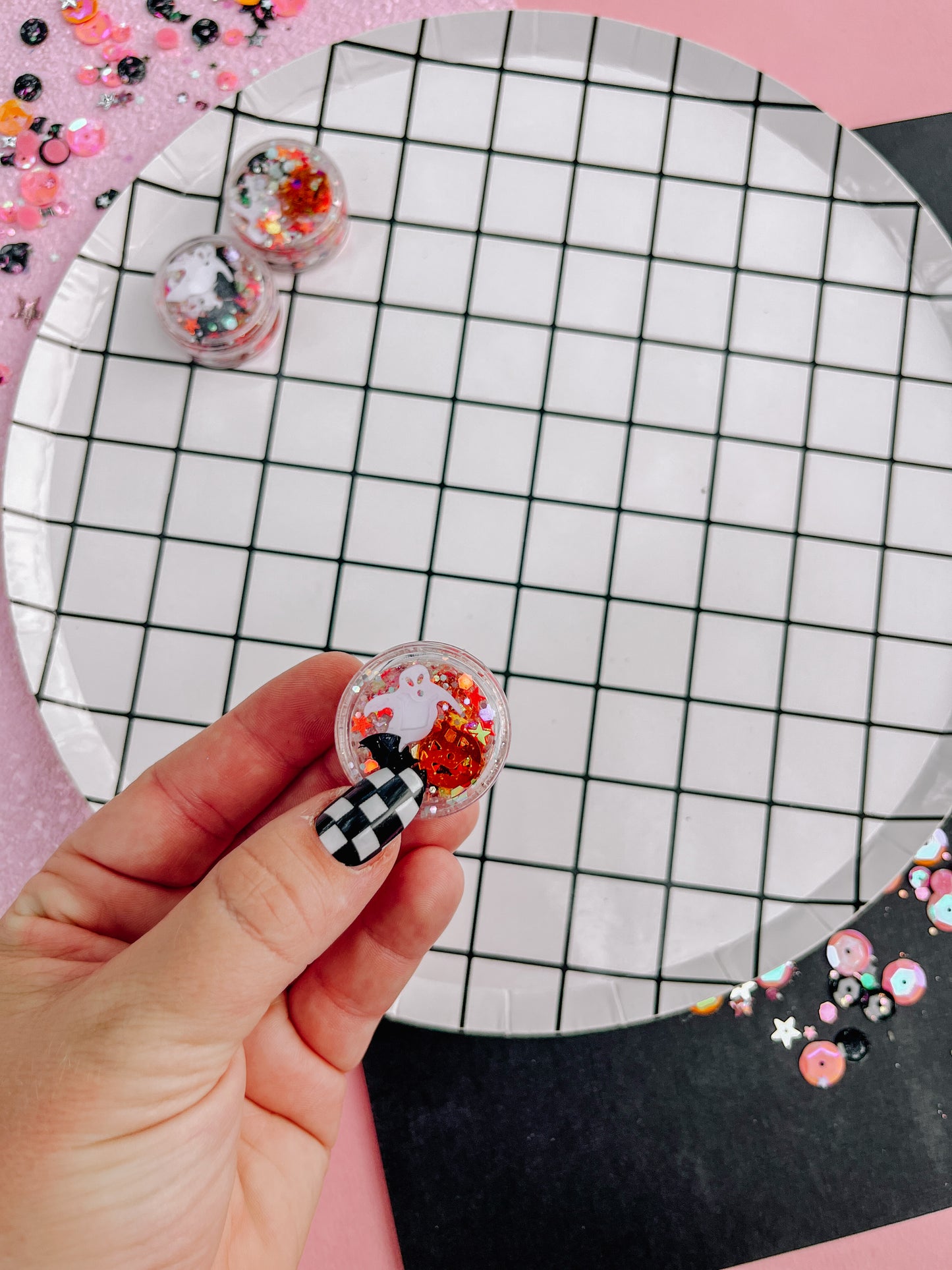 Ghost Pumpkin Bat Pink Star Halloween Hair Glitter Gel