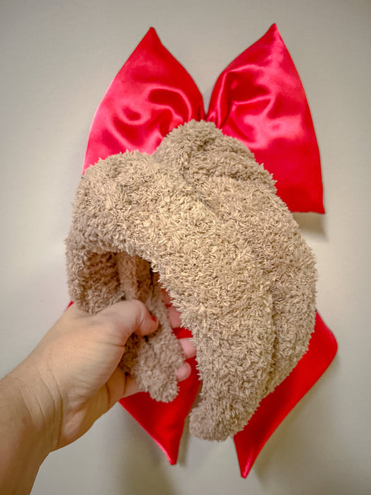 Tan Sherpa Knotted Headband for Girls & Women