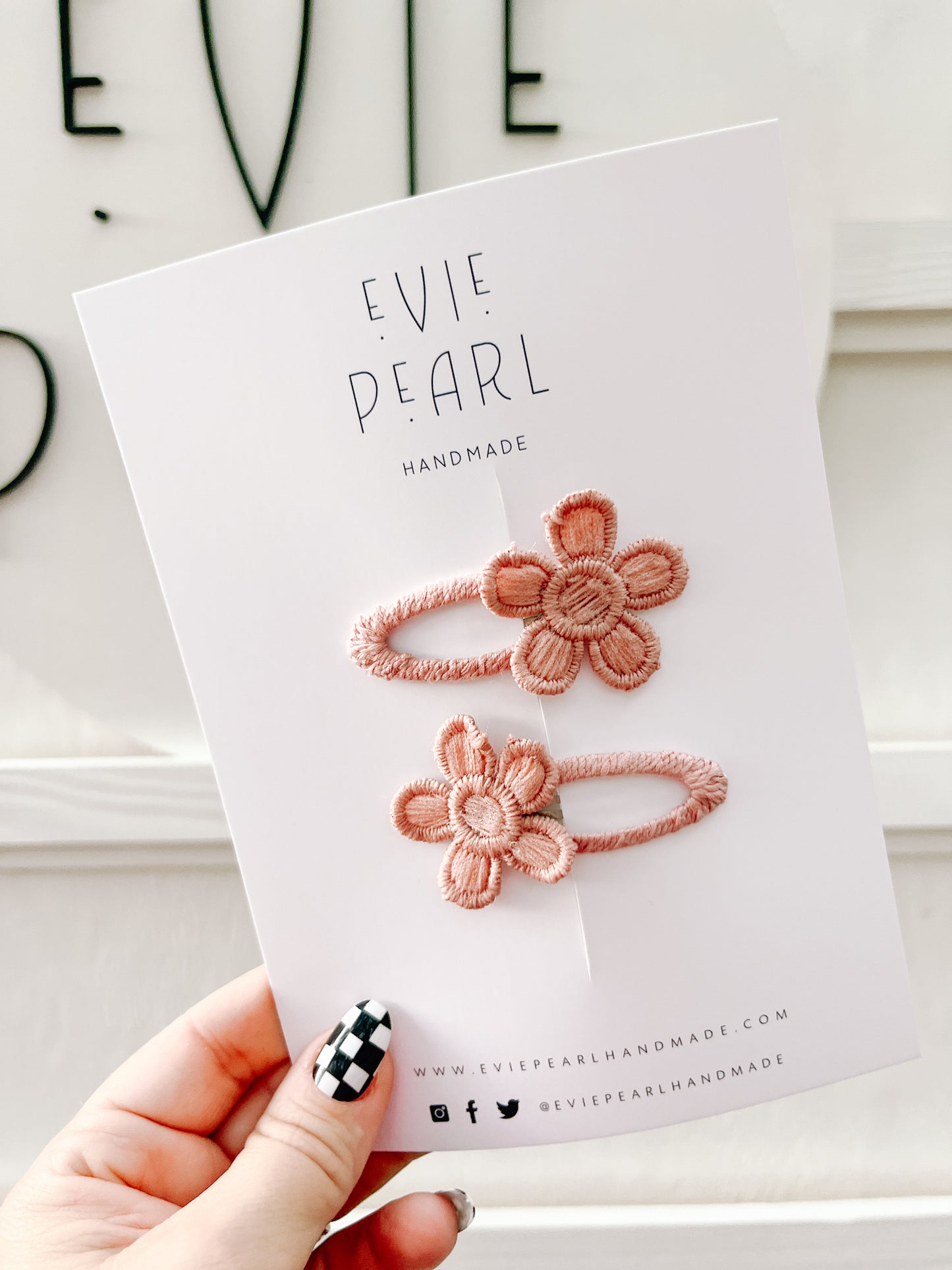 Pink Floral Snap Clip Pigtail Set
