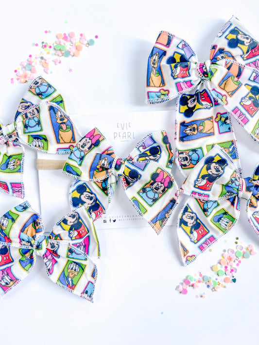 Nostalgic 90s Mouse & Friends Bow