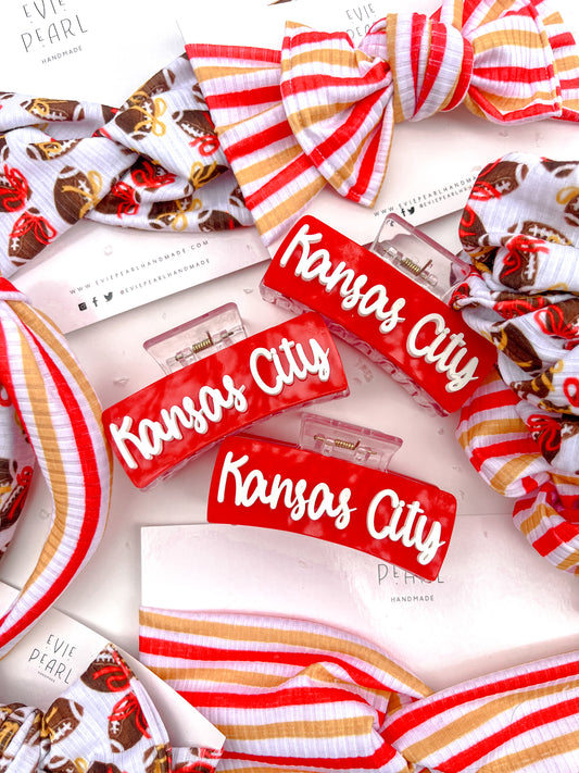 Kansas City Red Acrylic Medium Claw Clip