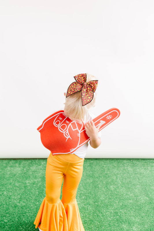 Red Leopard Medium Black Stitching Bow