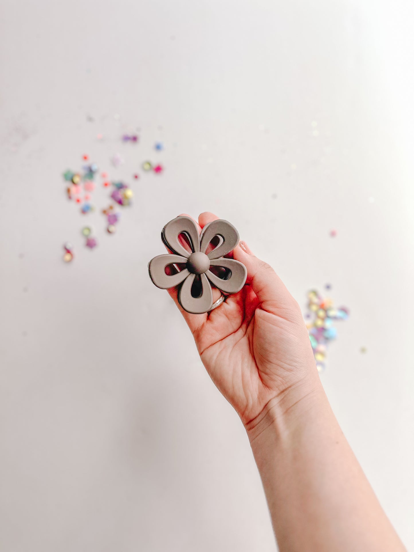 Brown Flower Claw Clip