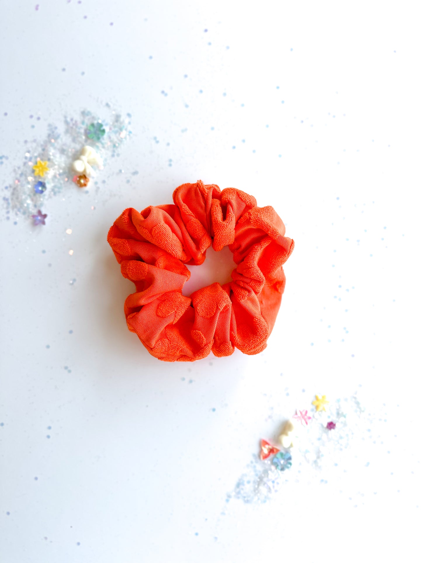 Orange Flower Dot Regular Scrunchy