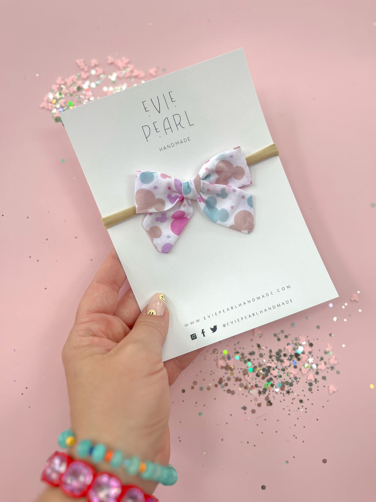 Pastel Mouse Small Pinwheel on Nylon Headband