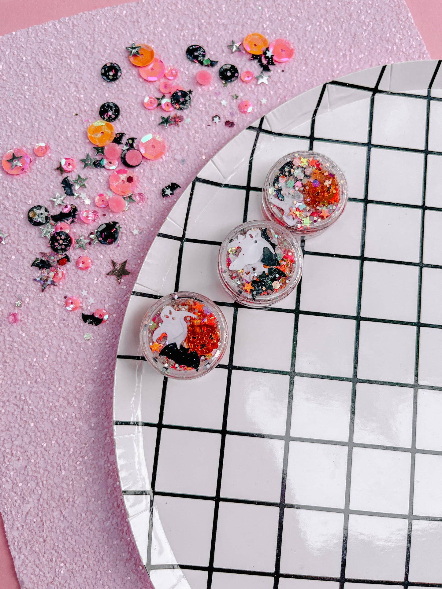 Ghost Pumpkin Bat Pink Star Halloween Hair Glitter Gel