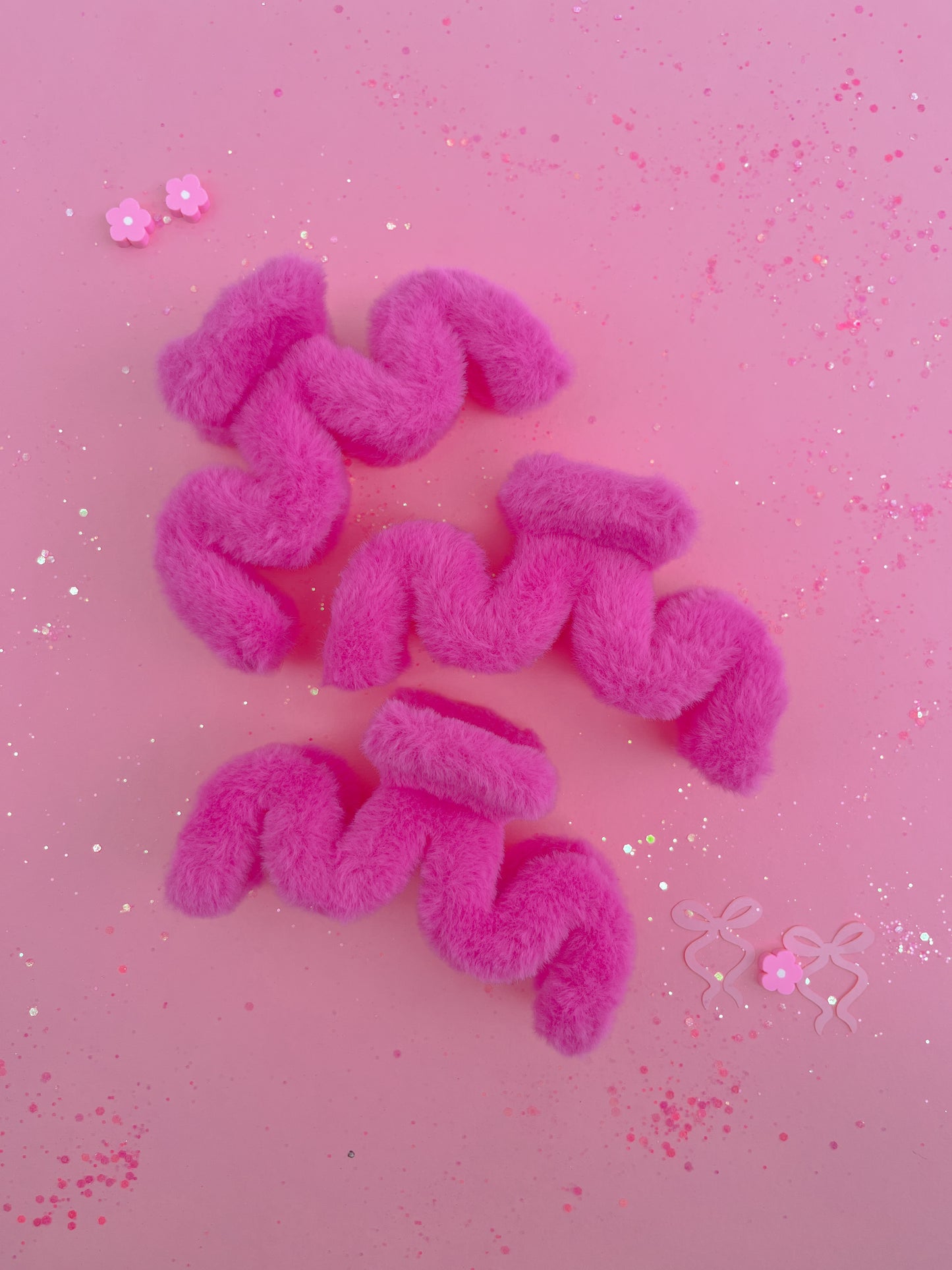 Hot Pink Fuzzy Large Claw Clip