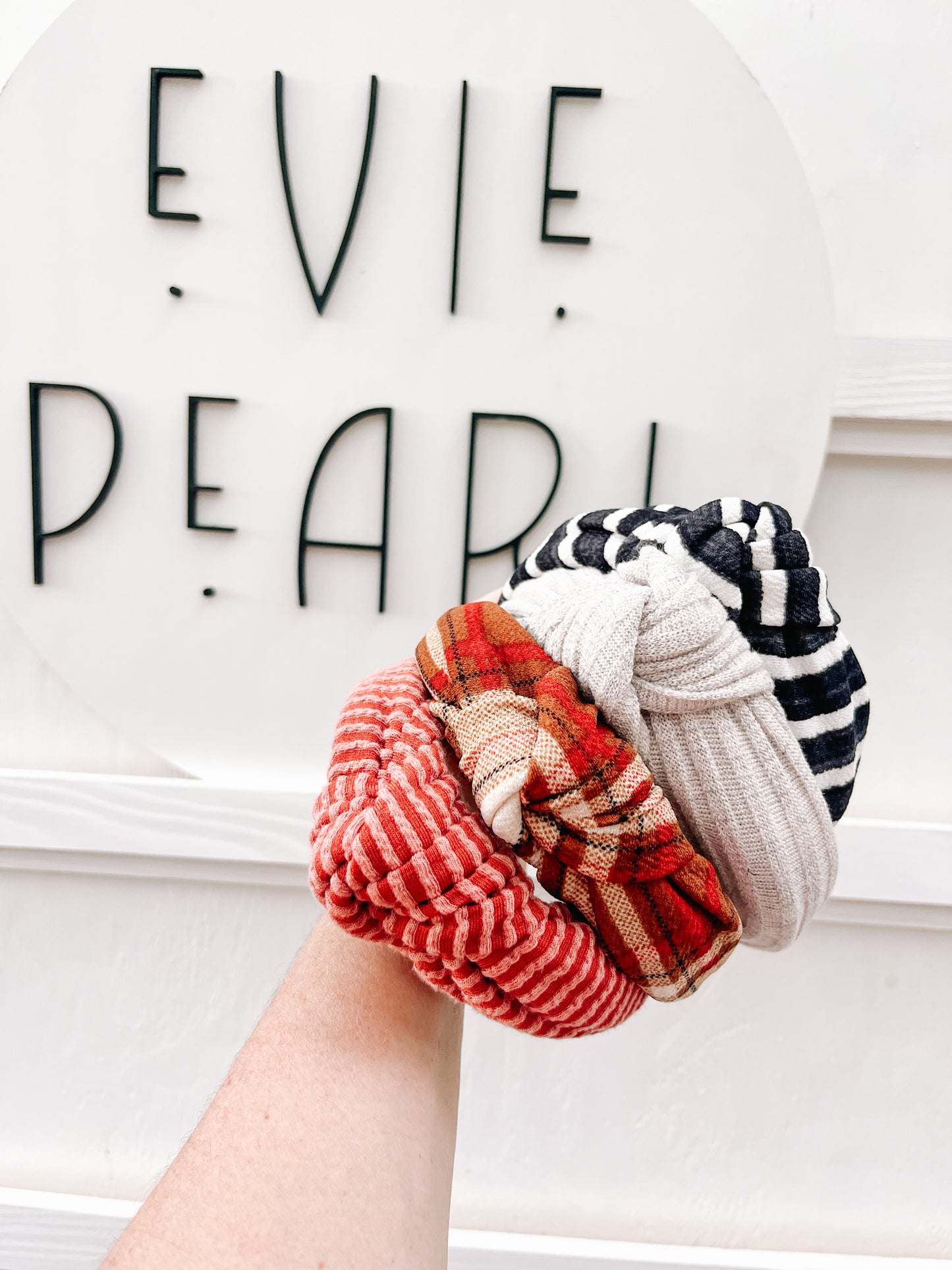 Rust Ribbed Knit Knotted Headband for Girls & Women