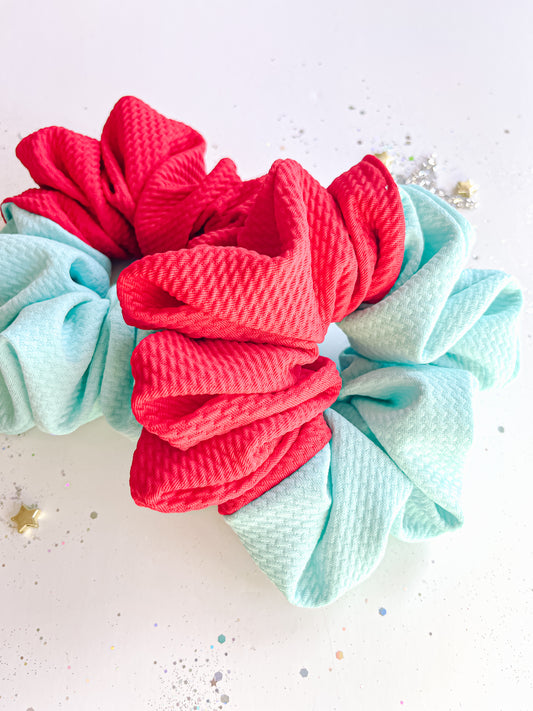 Teal | Red Colorblock Regular Scrunchy