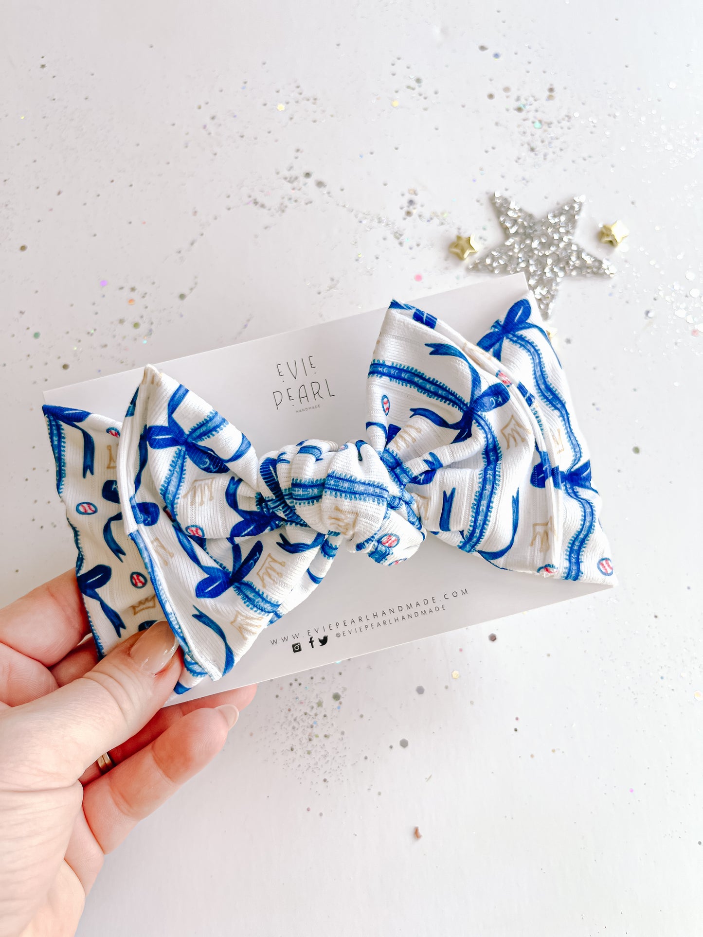 Blue KC Bows Baby Bow Turban